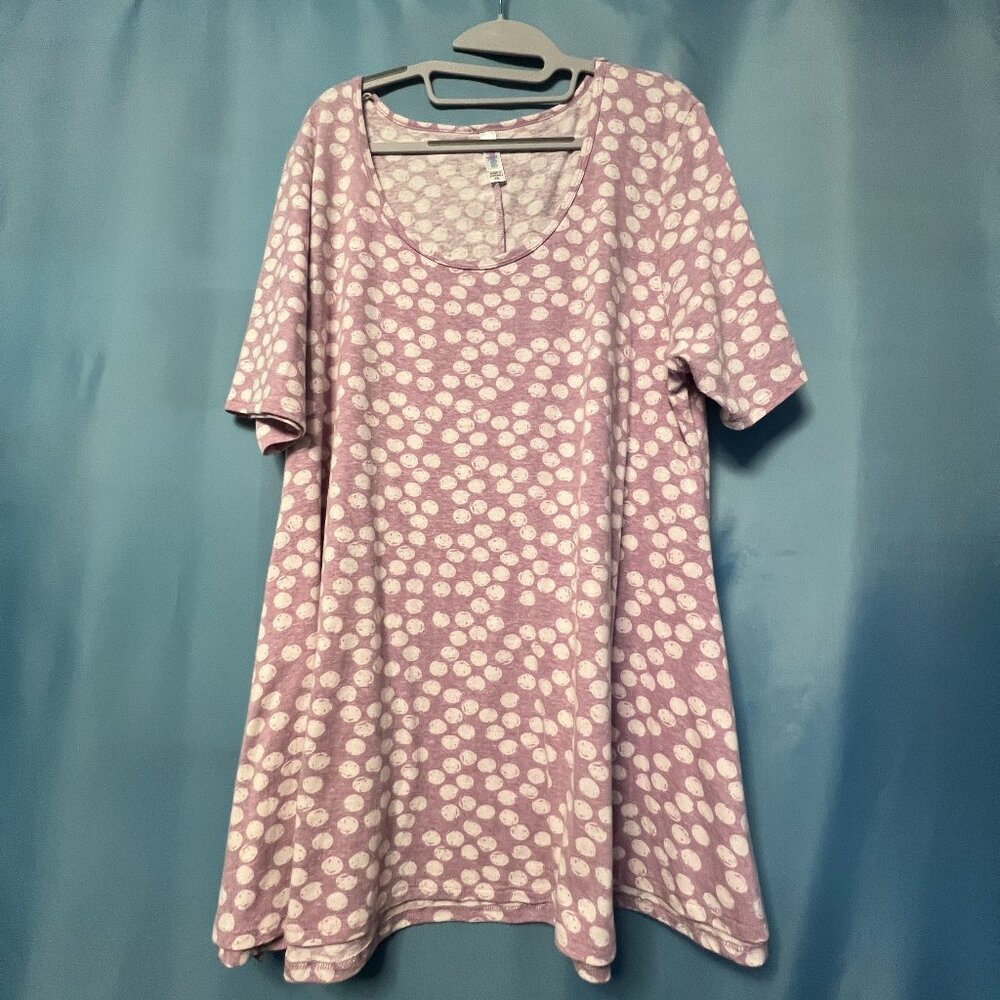 LulaRoe Perfect T Lilac Purple White Dots 2X